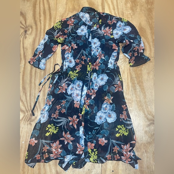ZARA BASIC ~ Sheer fashion Floral Dress cover-up ~ Size XS @C2 - Picture 2 of 6